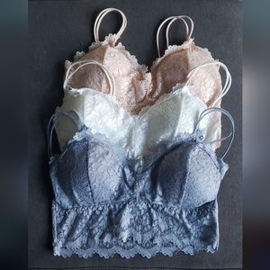 3 piece lace bralette set